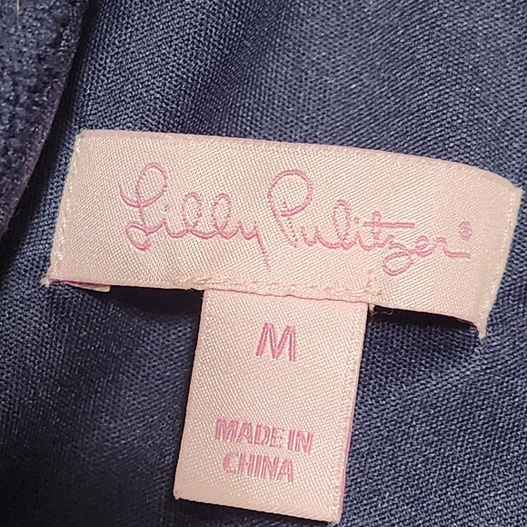 Lilly Pulitzer Mango Shift Dress True Navy Leafy Palm Lace Size M Sleeveless - Picture 5 of 12